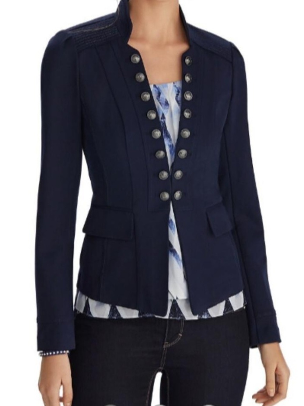 WHBM ladies ponte military navy jacket - size 0